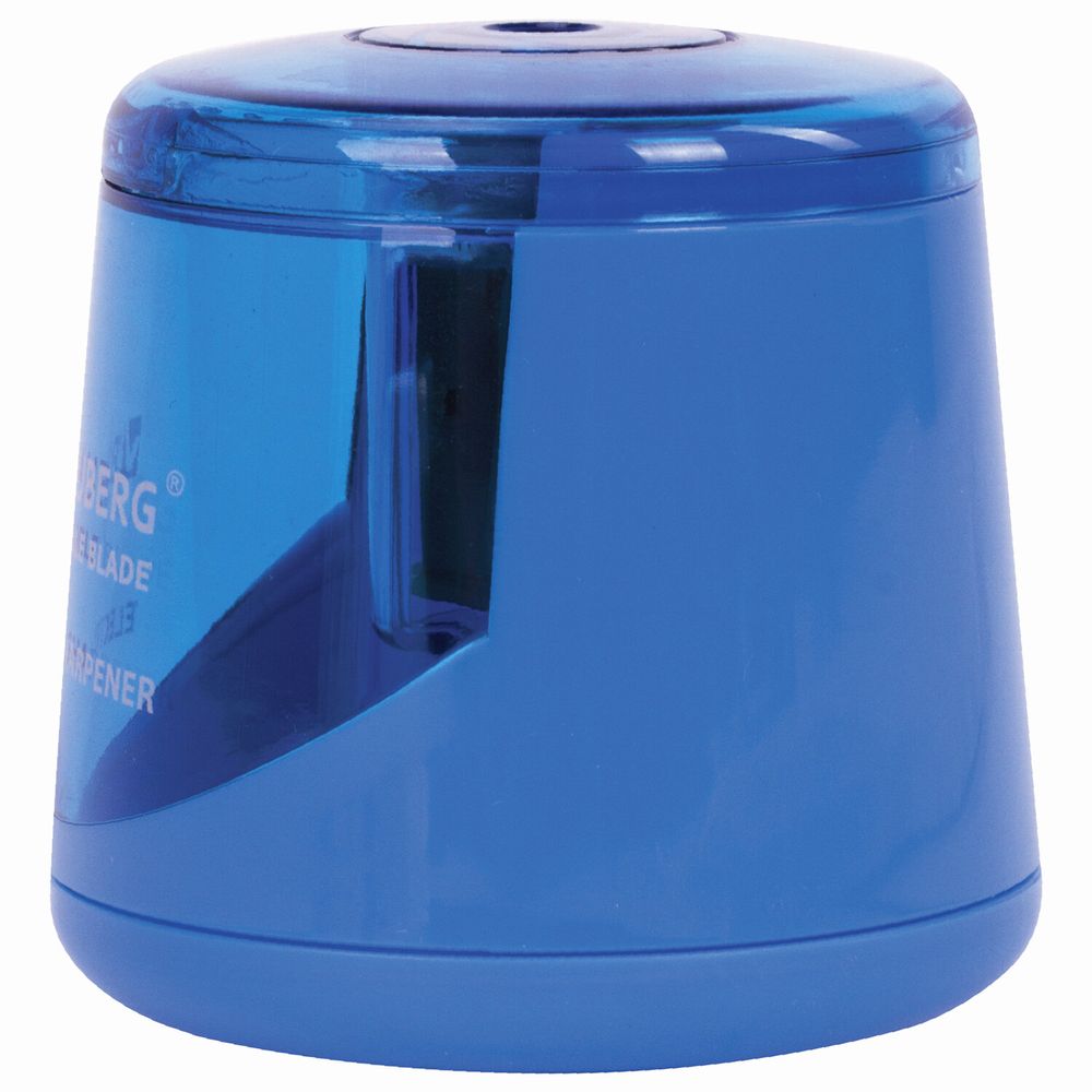 Точилка электрическая BRAUBERG DOUBLE BLADE BLUE, двойное лезвие, питание от 2 батареек AA