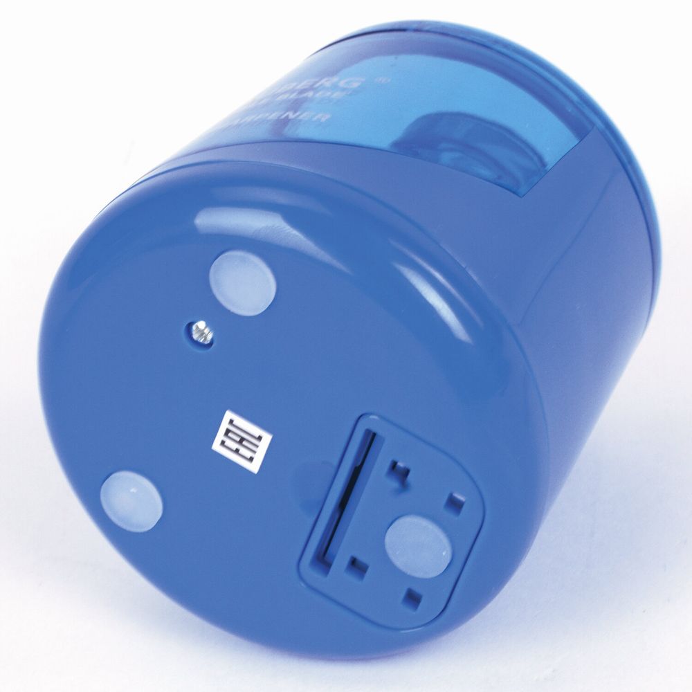 Точилка электрическая BRAUBERG DOUBLE BLADE BLUE, двойное лезвие, питание от 2 батареек AA