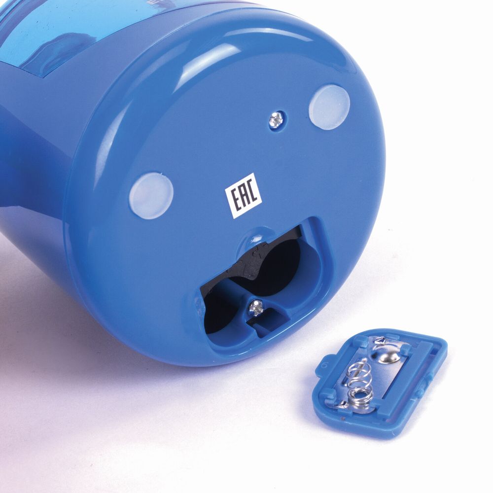 Точилка электрическая BRAUBERG DOUBLE BLADE BLUE, двойное лезвие, питание от 2 батареек AA