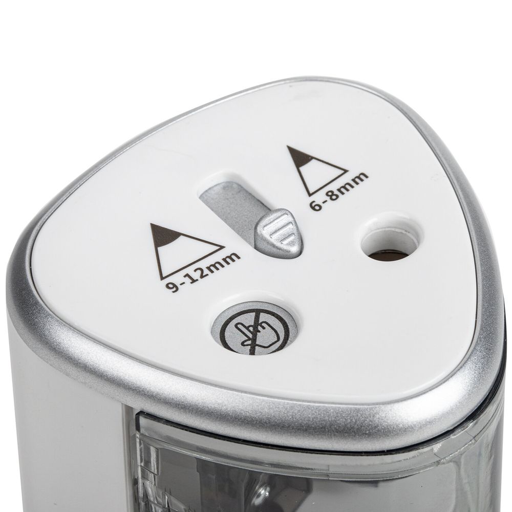 Точилка электрическая BRAUBERG DUAL (для 2 диаметров карандашей!), 4 батарейки АА, белая