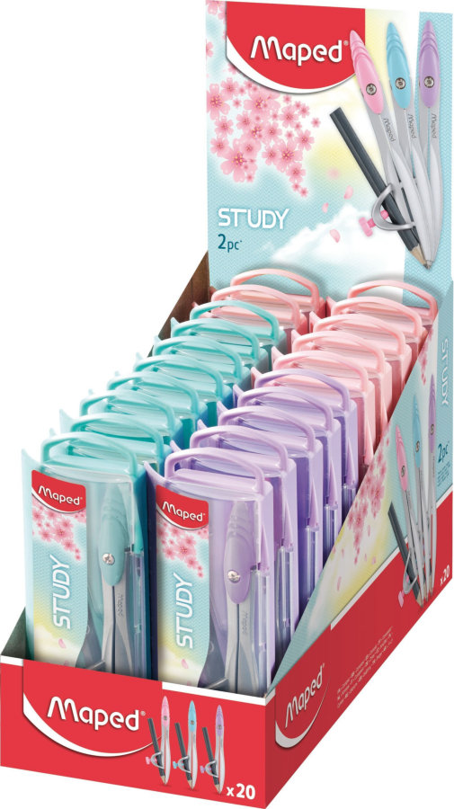 Циркуль MAPED STUDY COLLECTOR из цинкового сплава, с карандашом, ассорти, футляр