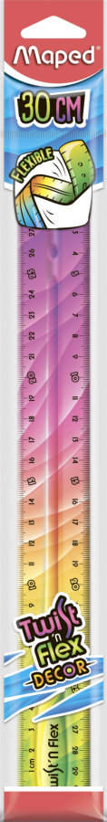 Линейка 30см MAPED FLEX PATTERNS, двусторонняя, неломающаяся, градиентная расцветка