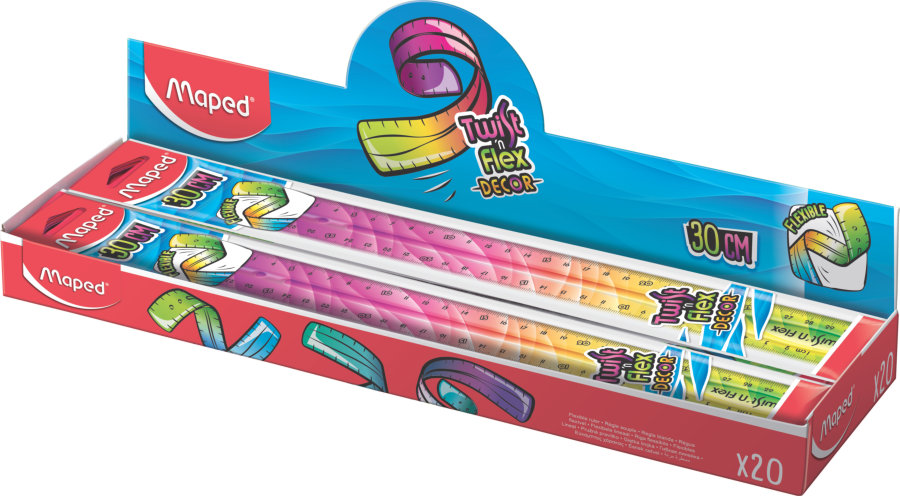 Линейка 30см MAPED FLEX PATTERNS, двусторонняя, неломающаяся, градиентная расцветка