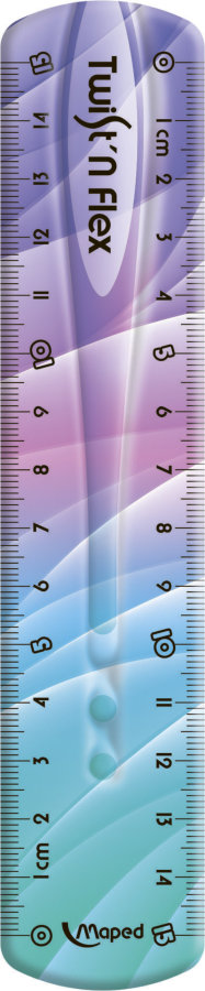 Линейка 15см MAPED FLEX PATTERNS, двусторонняя, неломающаяся, градиентная расцветка