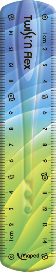 Линейка 15см MAPED FLEX PATTERNS, двусторонняя, неломающаяся, градиентная расцветка