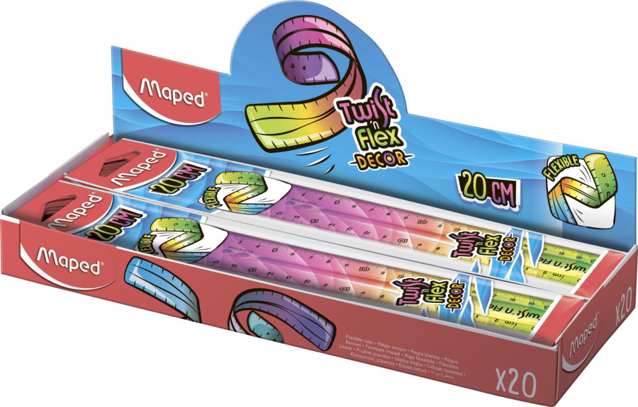 Линейка 20см MAPED FLEX PATTERNS, двусторонняя, неломающаяся, градиентная расцветка