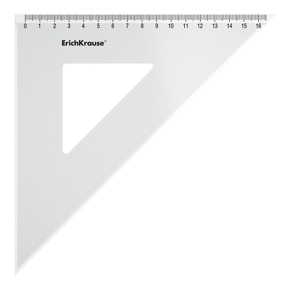 Угольник пластиковый ErichKrause Clear, 16см/45°, прозрачный, в коробке-дисплее