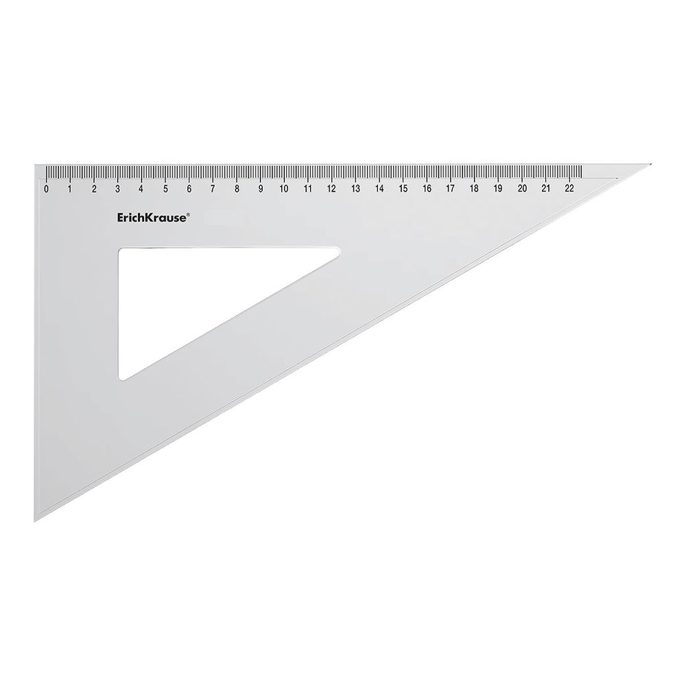 Угольник пластиковый ErichKrause Clear, 22см/60°, прозрачный, в коробке-дисплее