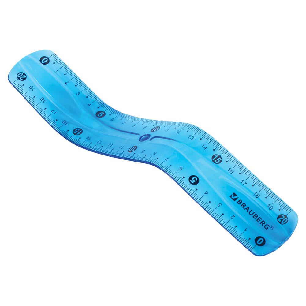Линейка 20 см гибкая BRAUBERG "FLEX", пластиковая, ассорти, европодвес