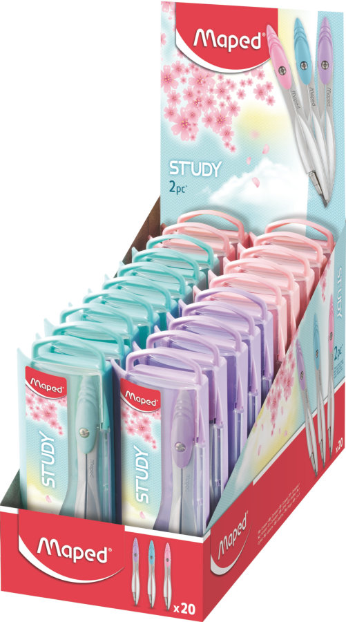 Циркуль MAPED STUDY COLLECTOR из цинкого сплава с грифелем + пенал с грифелями