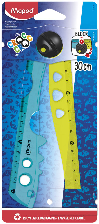 Линейка CROC CROC 15-30 см складная с фиксатором, фигурная, полупрозрачная, в блистере