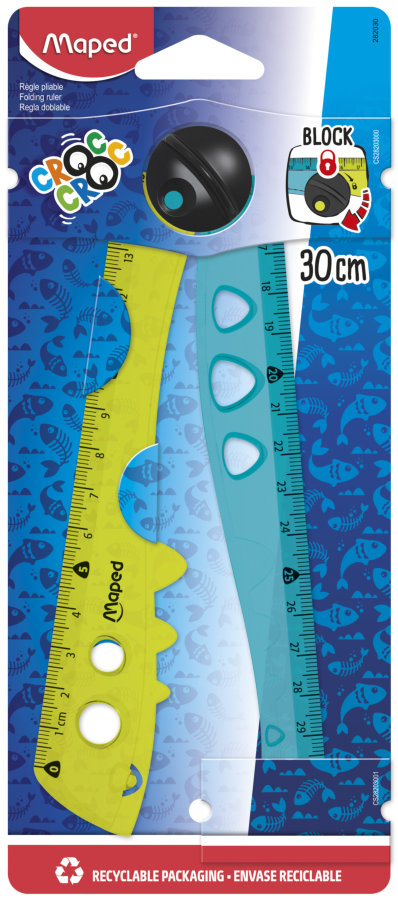 Линейка CROC CROC 15-30 см складная с фиксатором, фигурная, полупрозрачная, в блистере