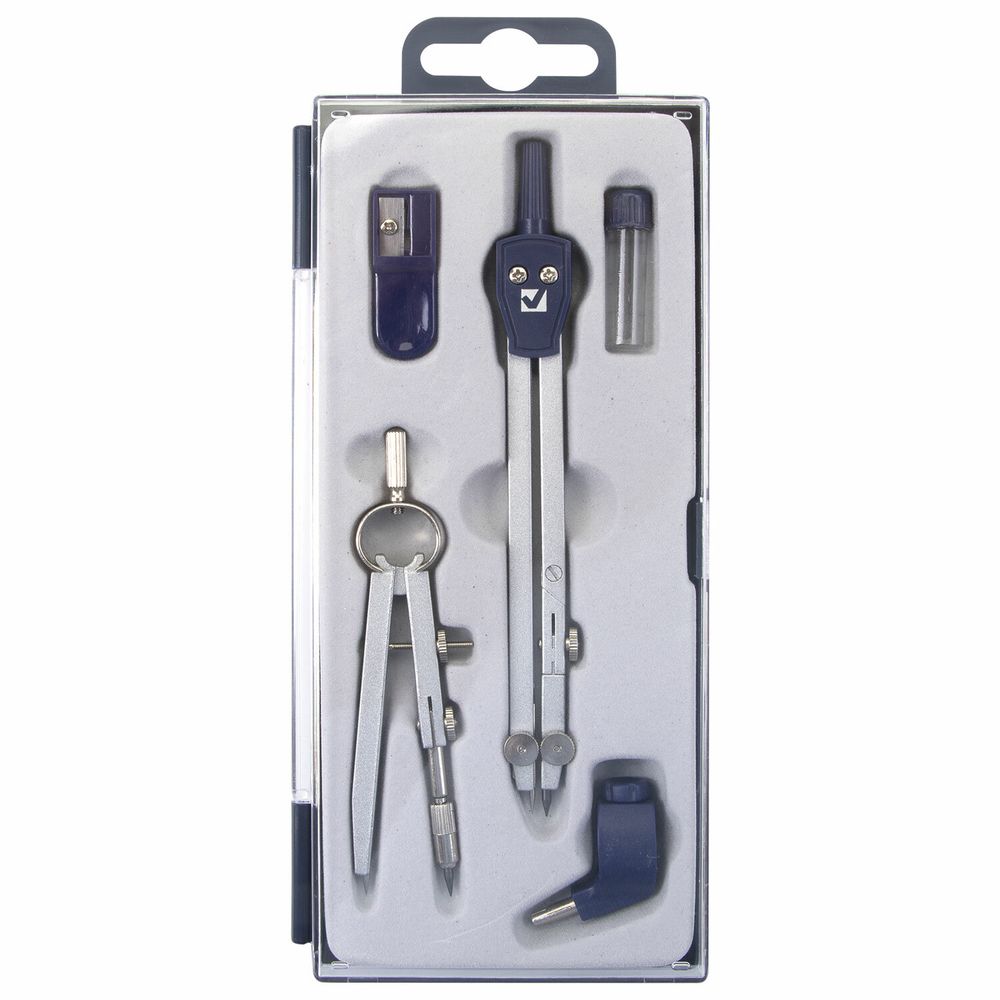 Готовальня BRAUBERG "Student Oxford", 5 предметов циркуль + кронциркуль, держатель, грифель, точилка