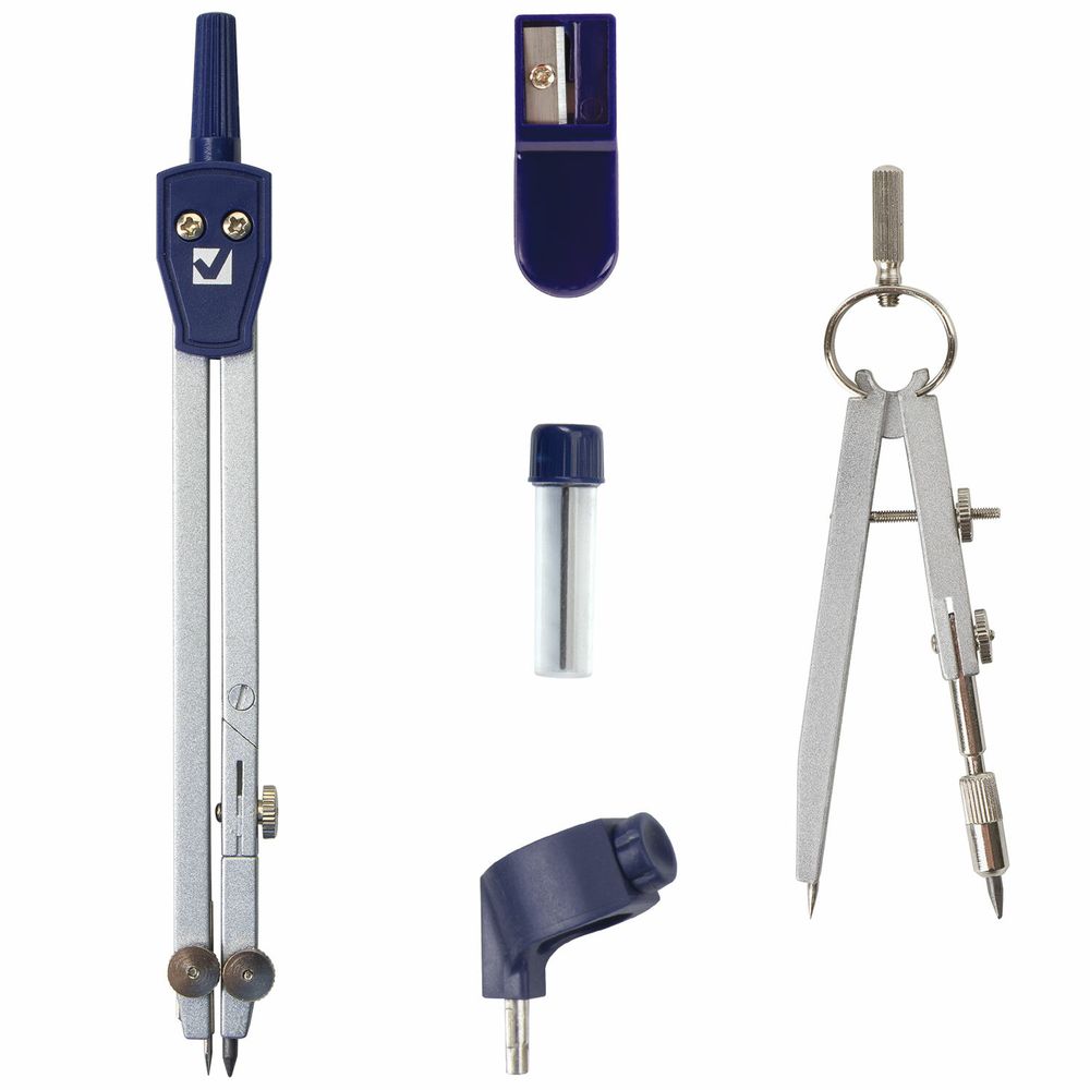 Готовальня BRAUBERG "Student Oxford", 5 предметов циркуль + кронциркуль, держатель, грифель, точилка