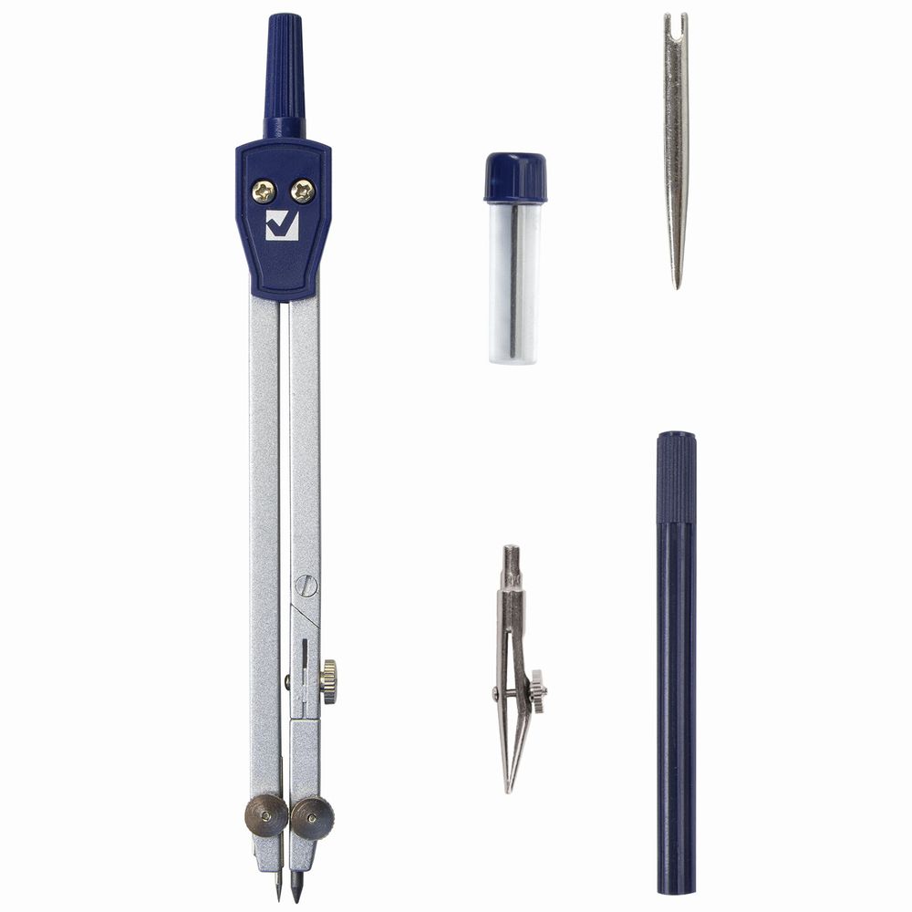 Готовальня BRAUBERG "Student Oxford", 5 предметов: циркуль 140 мм, 2 вставки, держатель, грифель