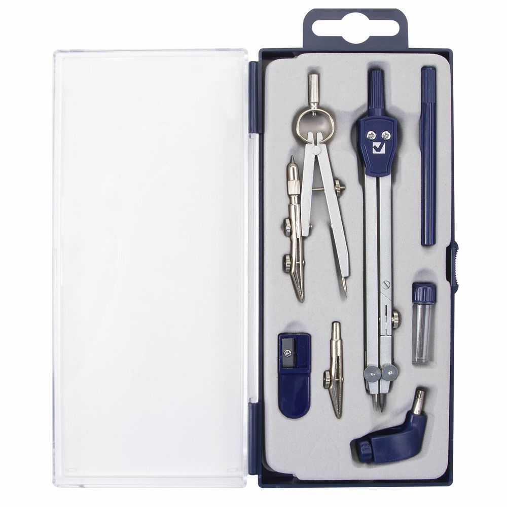 Готовальня BRAUBERG "Student Oxford", 7 предметов: наполнение-1, пенал с подвесом