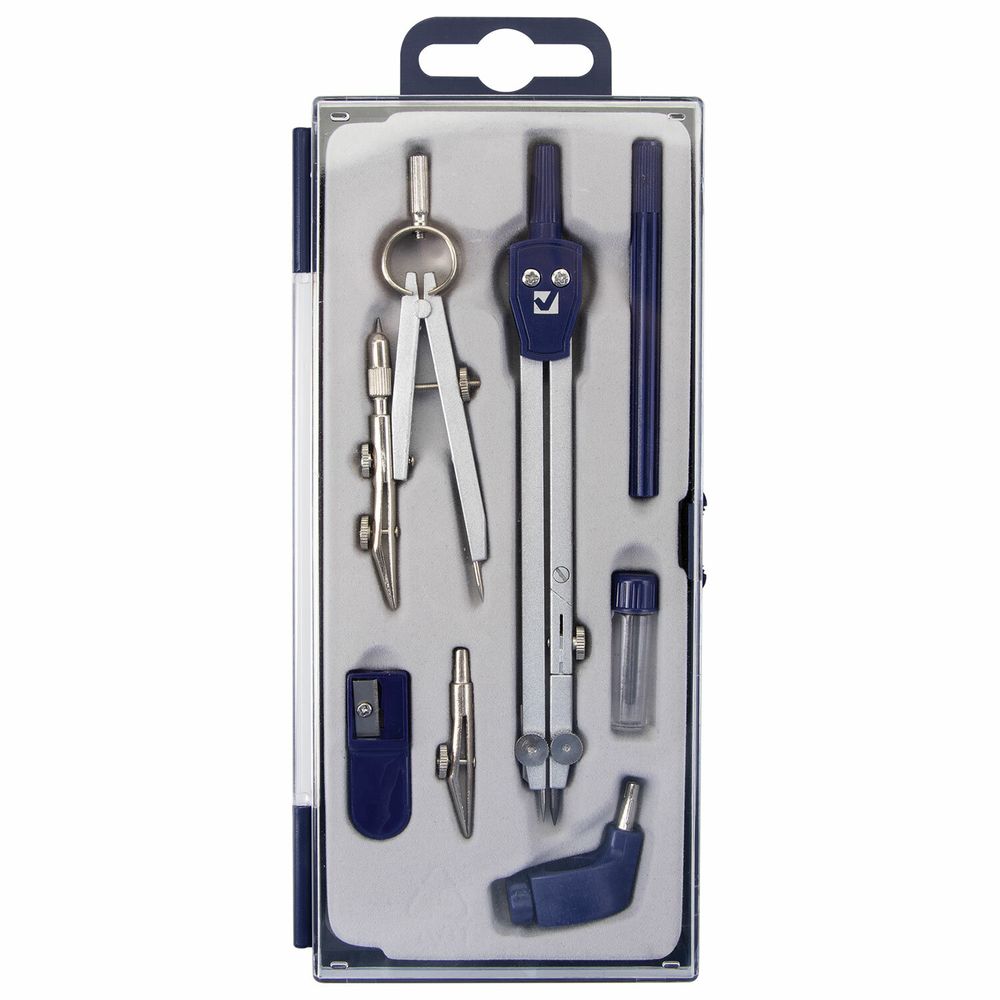 Готовальня BRAUBERG "Student Oxford", 7 предметов: наполнение-1, пенал с подвесом