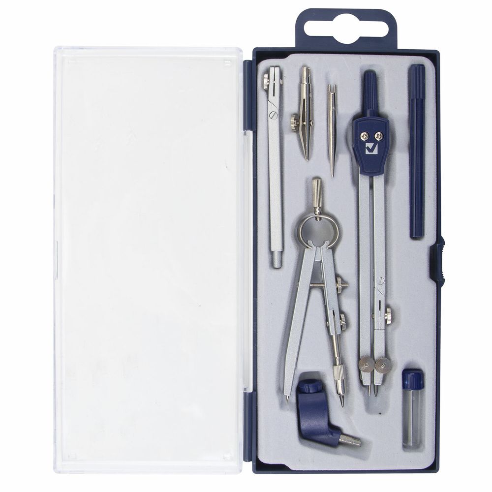 Готовальня BRAUBERG "Student Oxford", 8 предметов: наполнение-1, пенал с подвесом