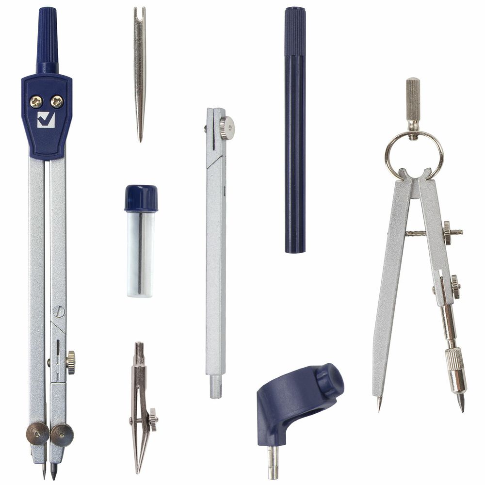 Готовальня BRAUBERG "Student Oxford", 8 предметов: наполнение-1, пенал с подвесом