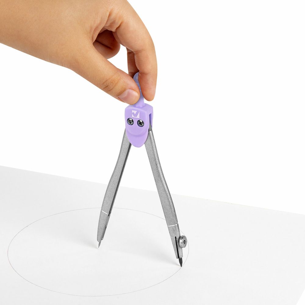 Готовальня BRAUBERG SCHOOL KIT, 11 предметов, циркуль 115 мм, циркуль 125 мм, чертежные принадлежности, лавандовый цвет