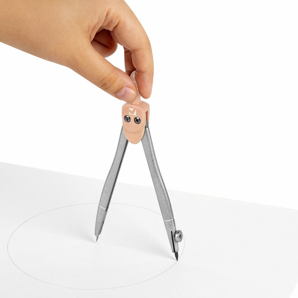 Готовальня BRAUBERG SCHOOL KIT, 11 предметов, циркуль 115 мм, циркуль 125 мм, чертежные принадлежности, персиковый цвет