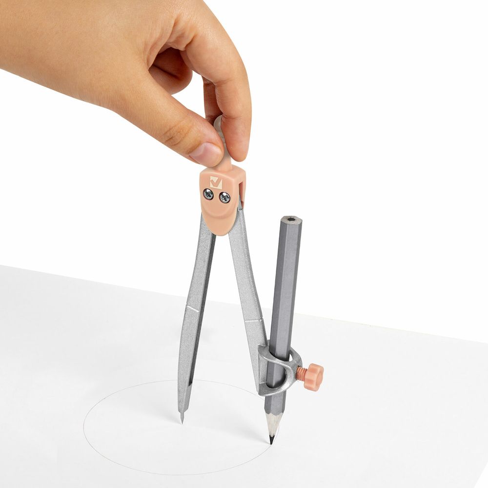 Готовальня BRAUBERG SCHOOL KIT, 11 предметов, циркуль 115 мм, циркуль 125 мм, чертежные принадлежности, персиковый цвет