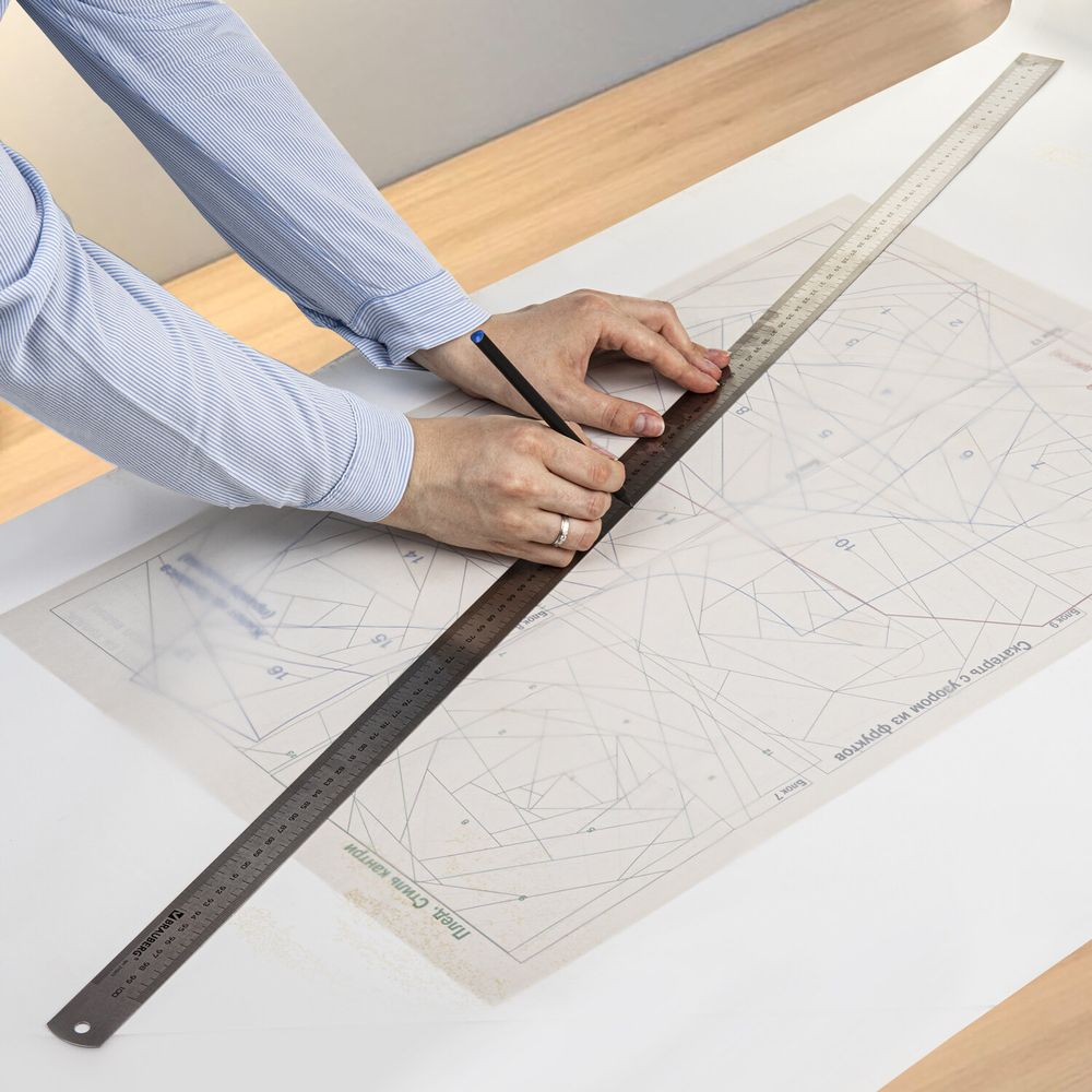 Линейка металлическая 100 см, BRAUBERG, европодвес