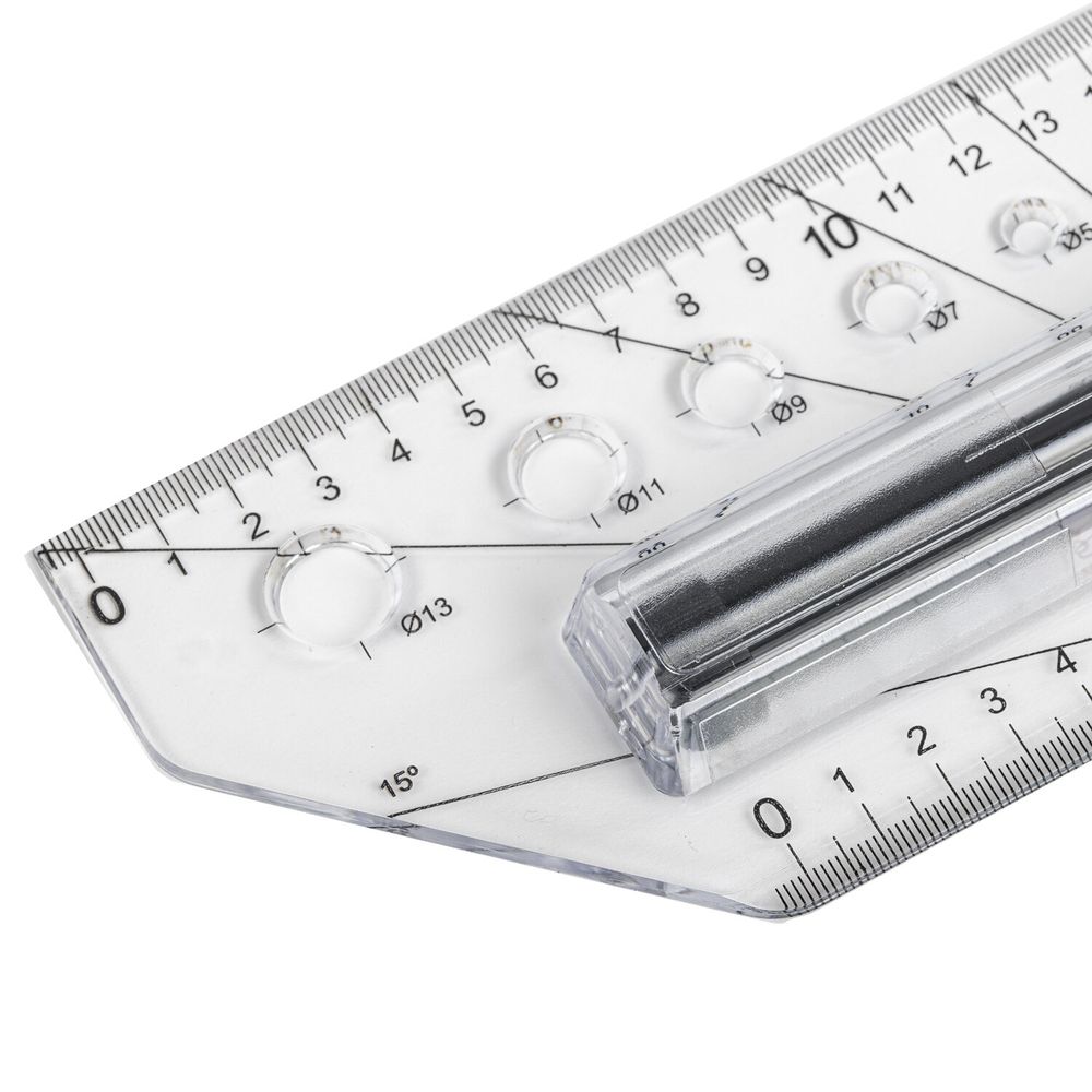 Линейка с роликом (рейсшина) 30 см, BRAUBERG, металлический ролик, коробка с подвесом