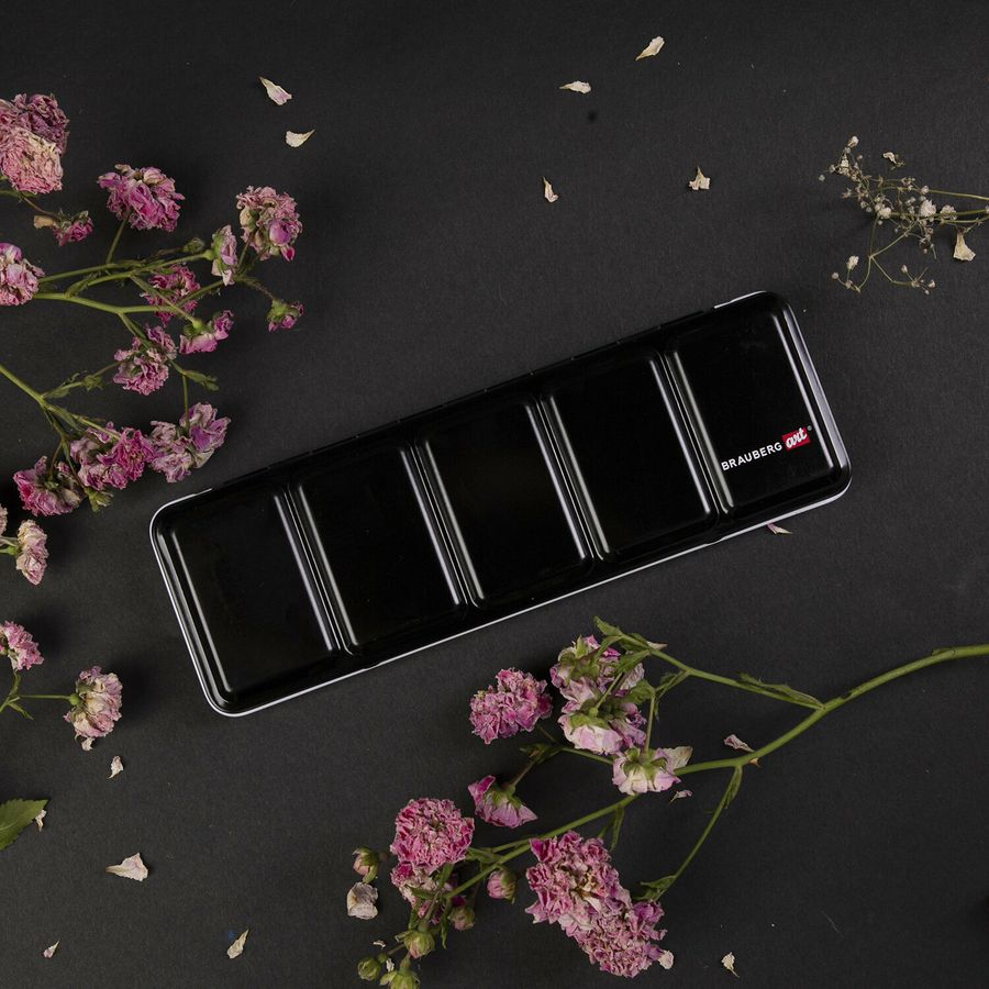 Акварель художественная кюветы НАБОР 24 цвета по 3,5 г, металлический кейс, BRAUBERG ART PREMIERE