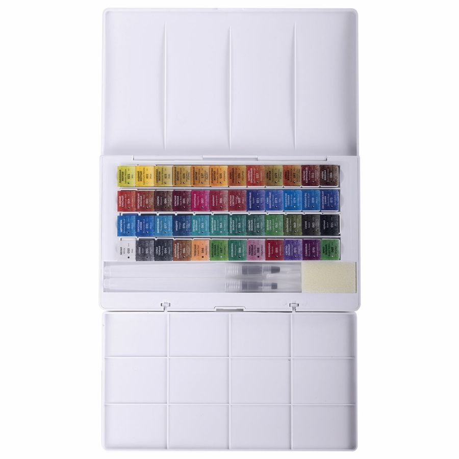 Акварель художественная кюветы НАБОР 48 цветов по 3,5 г, пластиковый кейс, BRAUBERG ART CLASSIC