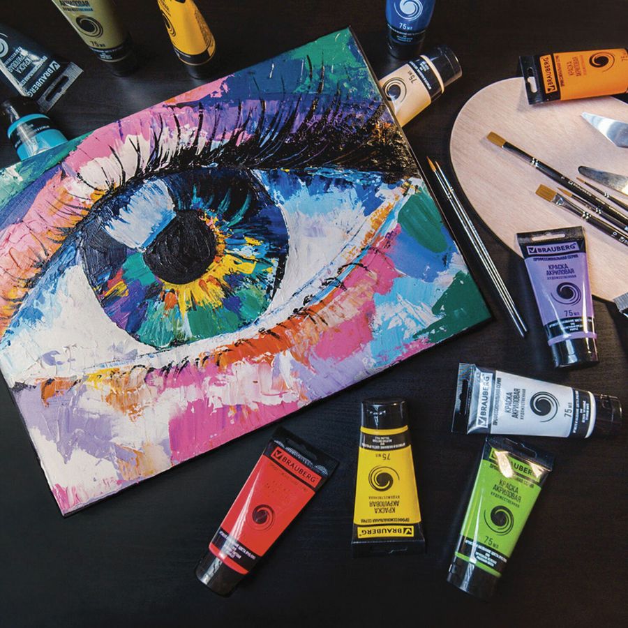 Краски акриловые художественные BRAUBERG ART CLASSIC, НАБОР 54 шт, 49 цветов, в тубах 75 мл