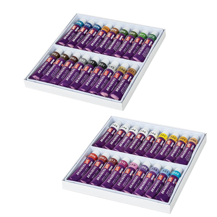 Краски акриловые художественные НАБОР 36 штук, 31 цвет по 12 мл в тубах, BRAUBERG ART DEBUT