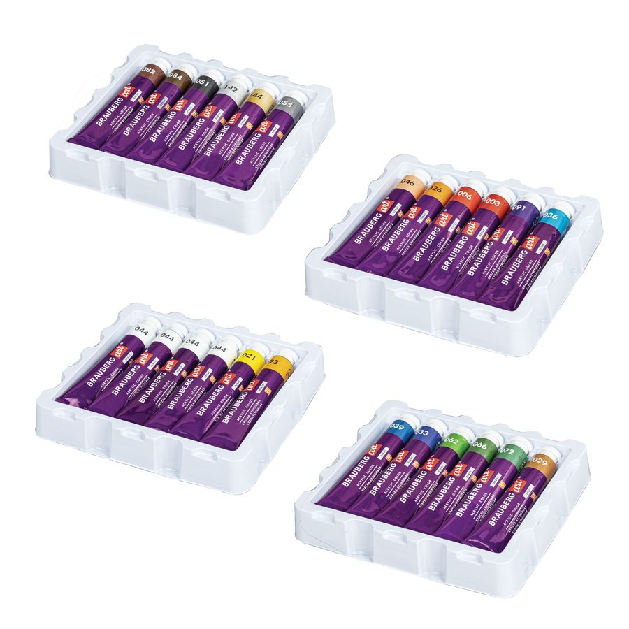 Краски акриловые художественные, НАБОР 24 штуки, 21 цвет по 22 мл, в тубах, BRAUBERG ART DEBUT