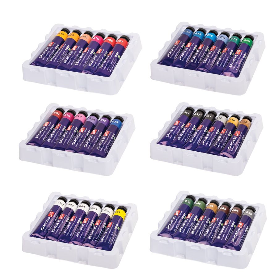 Краски акриловые художественные, НАБОР 36 штук, 31 цвет, в тубах по 22 мл, BRAUBERG ART CLASSIC