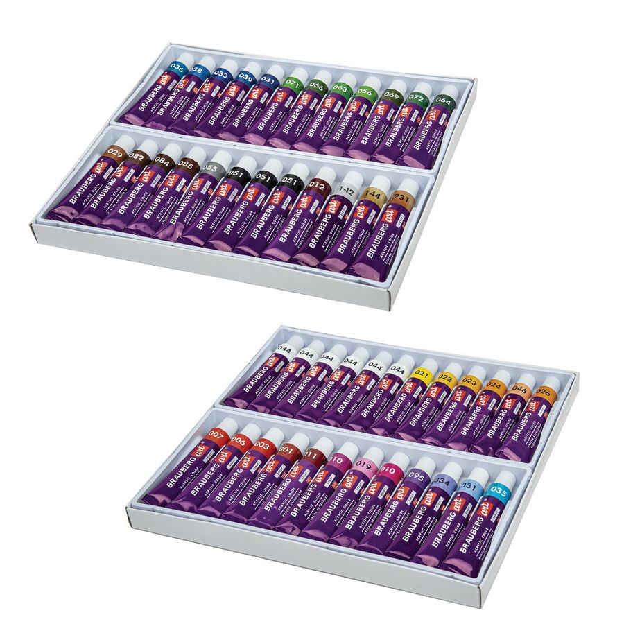 Краски акриловые художественные, НАБОР 48 штук, 41 цвет по 12 мл, в тубах, BRAUBERG ART DEBUT