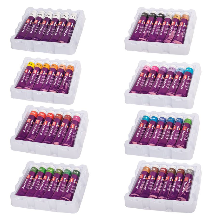 Краски акриловые художественные, НАБОР 48 штук, 41 цвет по 22 мл, в тубах, BRAUBERG ART DEBUT