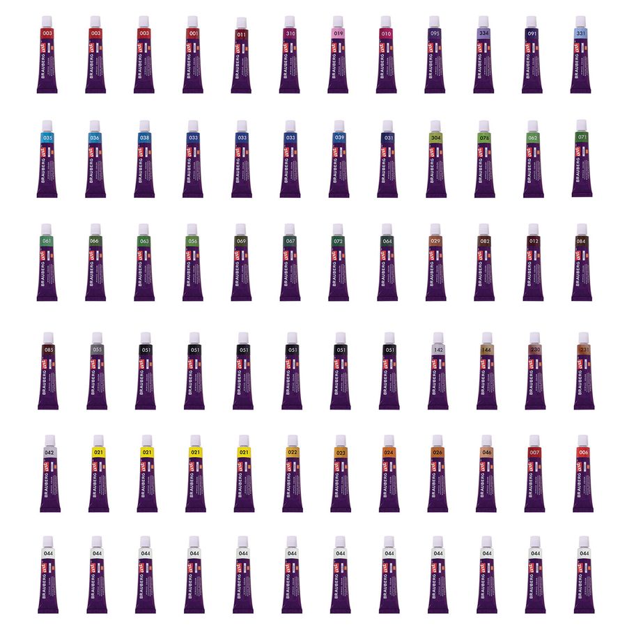 Краски акриловые художественные, НАБОР 72 штуки, 49 цветов по 12 мл в тубах, BRAUBERG ART DEBUT