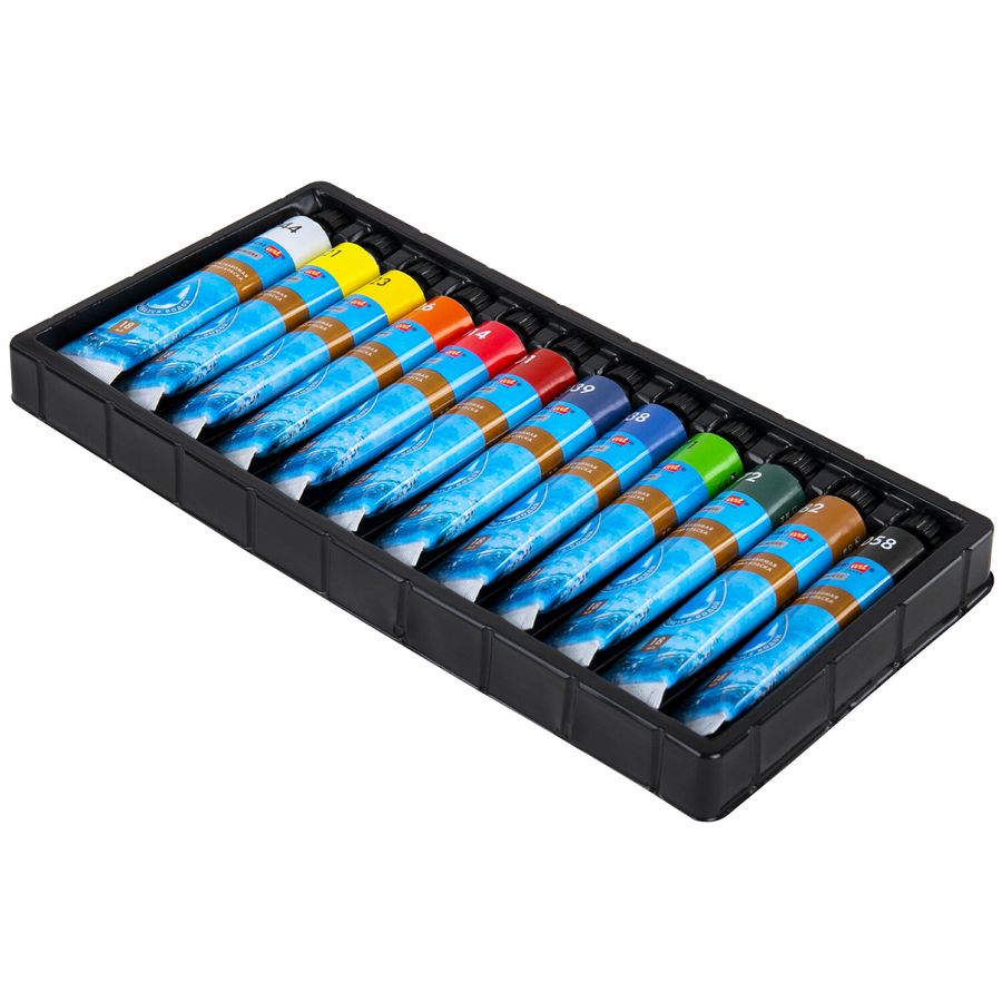 Краски масляные ВОДОРАЗБАВИМЫЕ художественные, 12 цветов по 18 мл в тубах, BRAUBERG ART PREMIERE