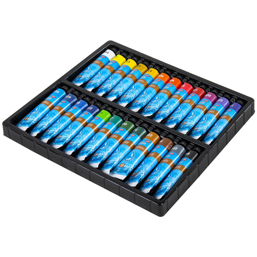 Краски масляные ВОДОРАЗБАВИМЫЕ художественные, 24 цвета по 18 мл в тубах, BRAUBERG ART PREMIERE