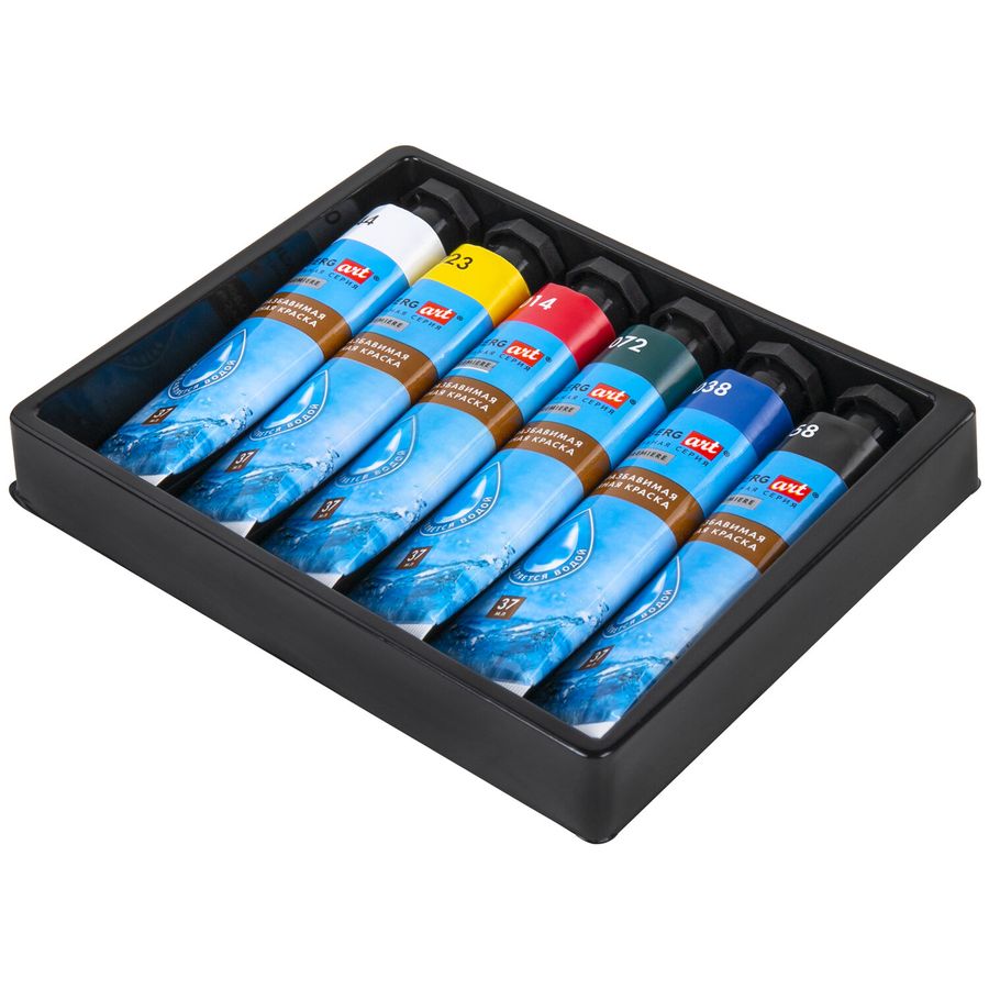 Краски масляные ВОДОРАЗБАВИМЫЕ художественные, 6 цветов по 37 мл в тубах, BRAUBERG ART PREMIERE