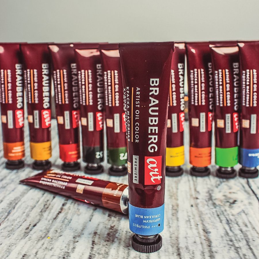 Краски масляные художественные BRAUBERG ART PREMIERE, 12 цв. по 22 мл, в тубах