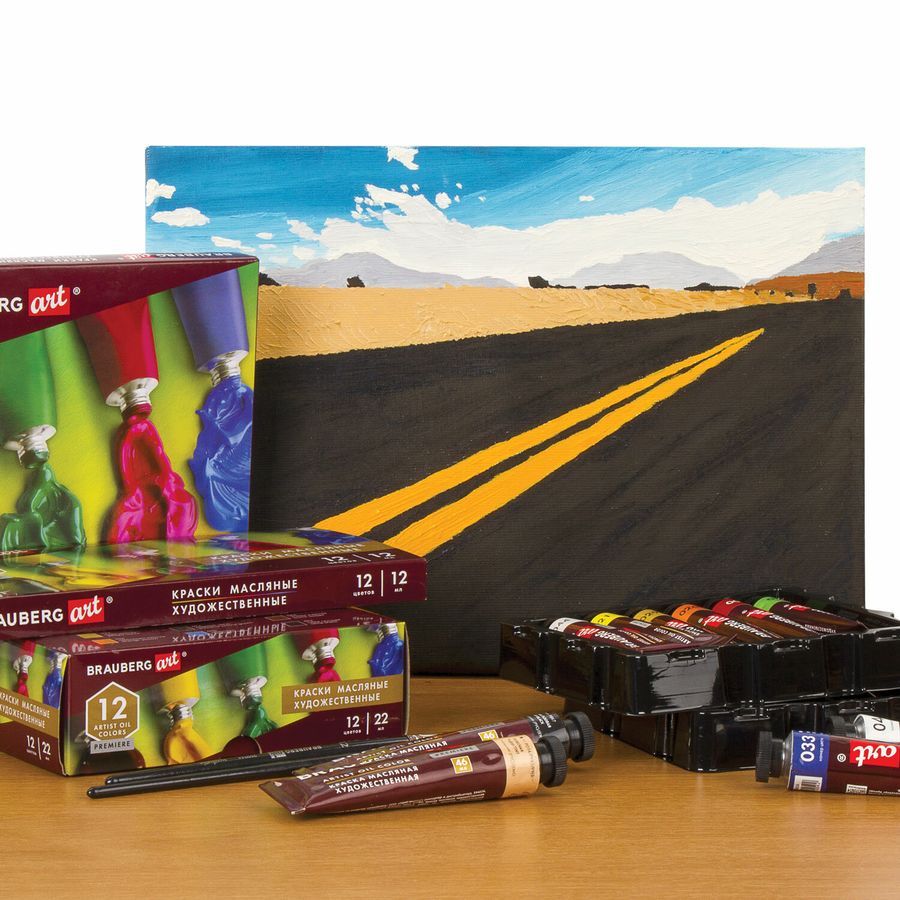 Краски масляные художественные BRAUBERG ART PREMIERE, 12 цв. по 22 мл, в тубах
