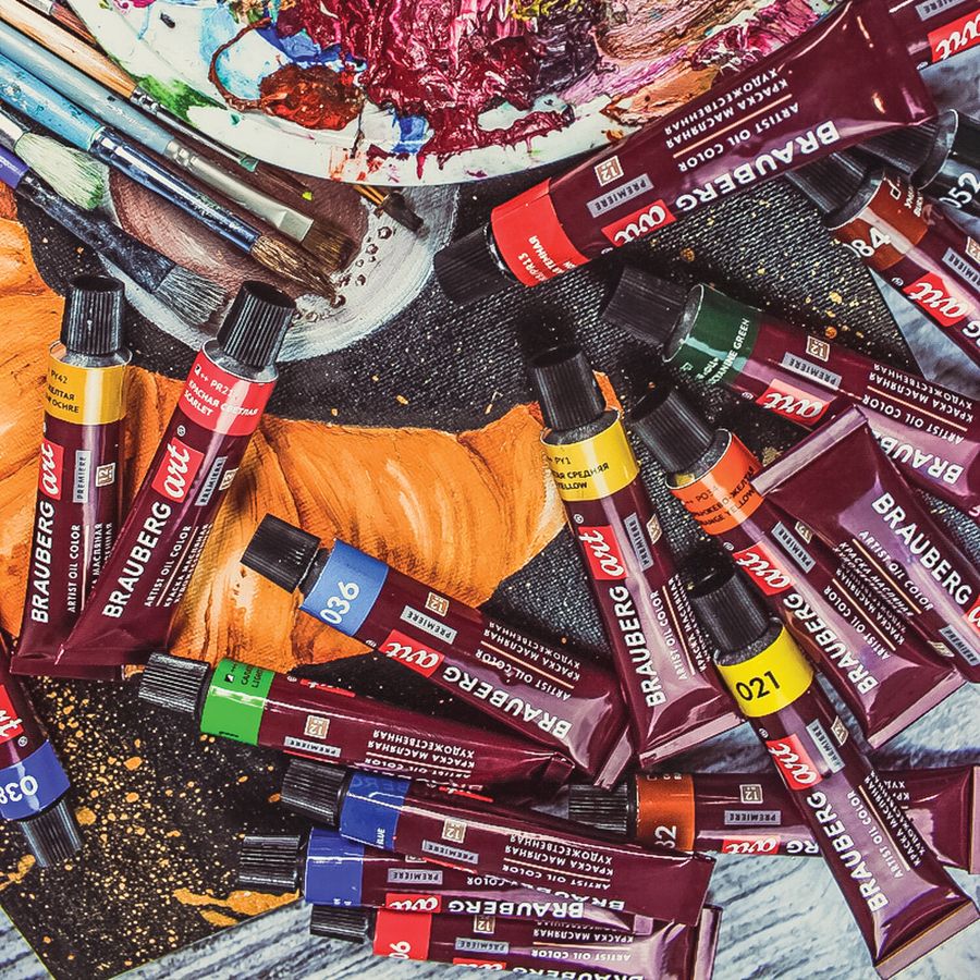Краски масляные художественные BRAUBERG ART PREMIERE, 18 цв. по 12 мл, в тубах