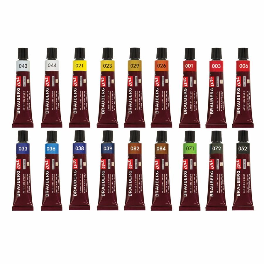 Краски масляные художественные BRAUBERG ART PREMIERE, 18 цв. по 12 мл, в тубах