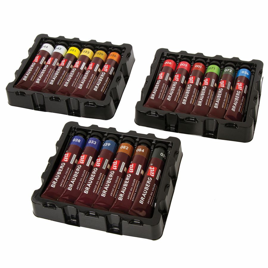 Краски масляные художественные BRAUBERG ART PREMIERE, 18 цв. по 22 мл, в тубах