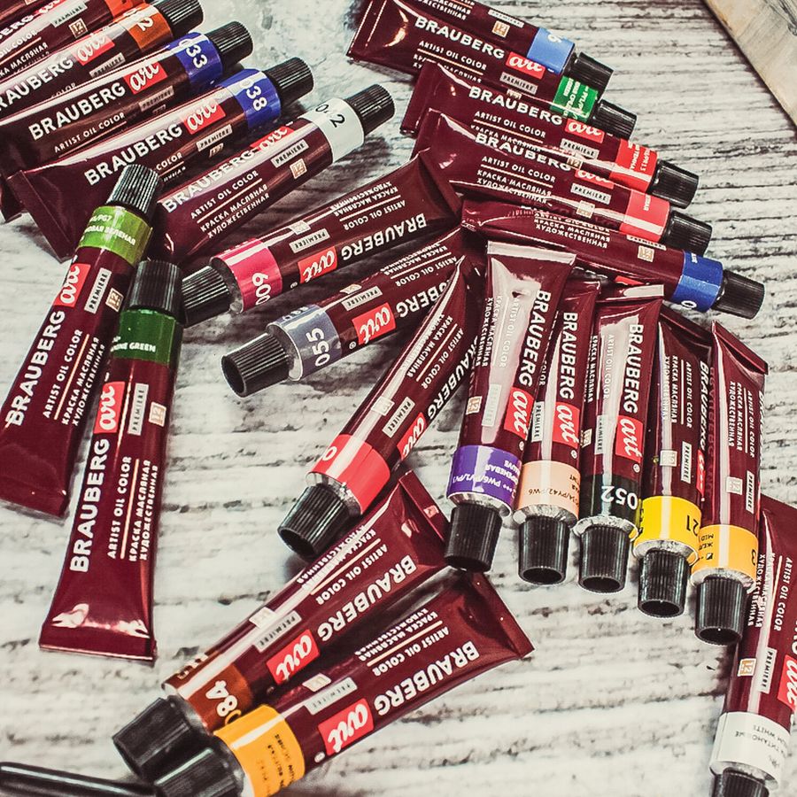 Краски масляные художественные BRAUBERG ART PREMIERE, 24 цв. по 12 мл, в тубах