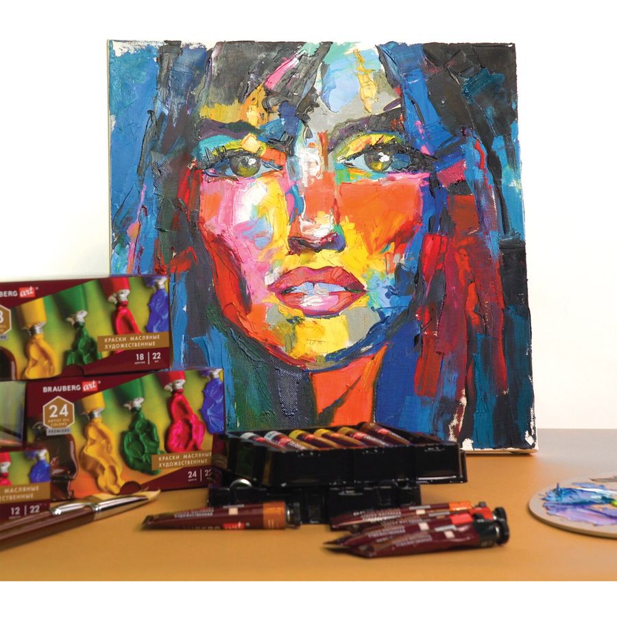 Краски масляные художественные BRAUBERG ART PREMIERE, 24 цв. по 12 мл, в тубах