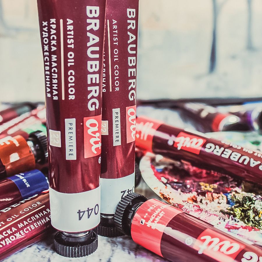 Краски масляные художественные BRAUBERG ART PREMIERE, 24 цв. по 22 мл, в тубах