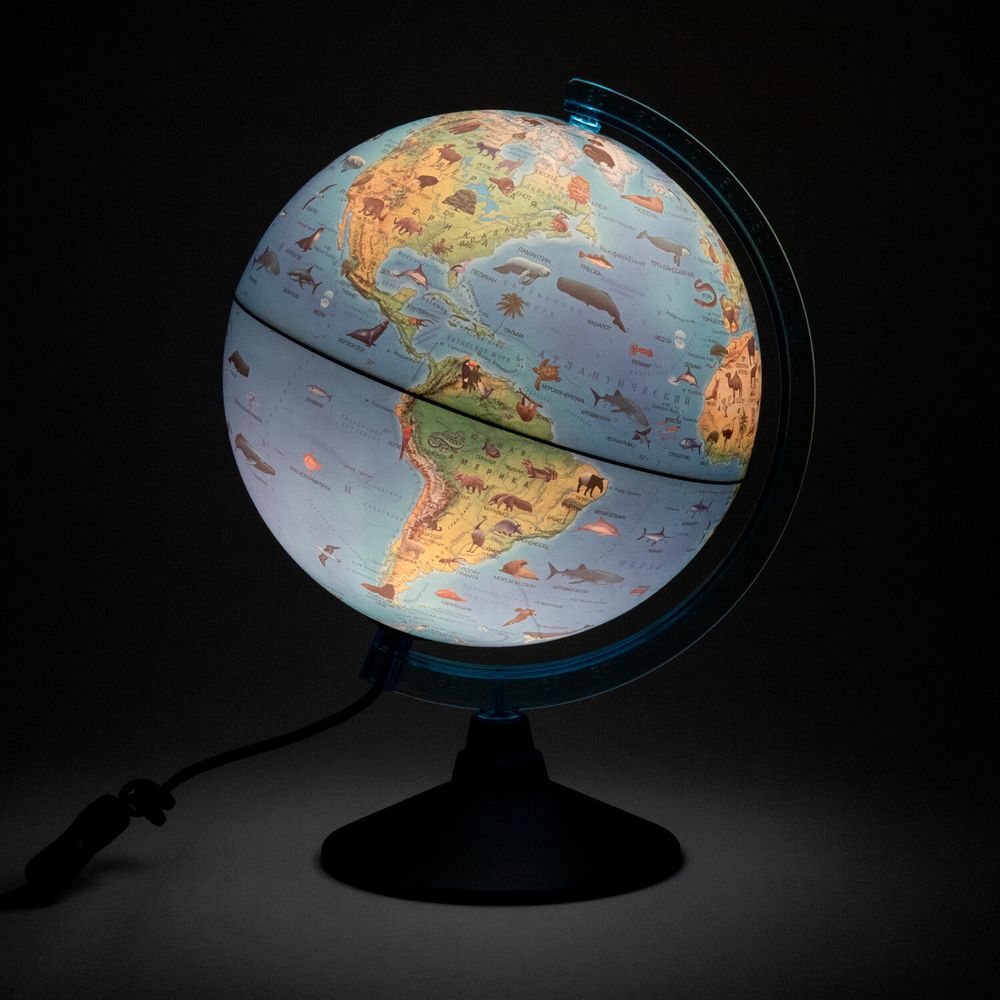 Глобус интерактивный + очки VR, зоогеографический, GLOBEN, 25см, с подсветкой