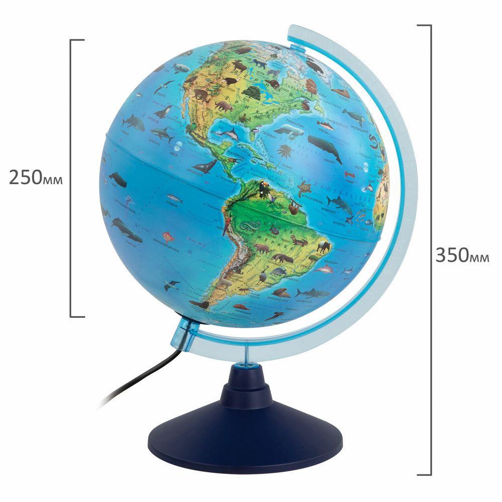 Глобус интерактивный + очки VR, зоогеографический, GLOBEN, 25см, с подсветкой